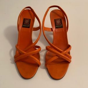 3X “HOST PICK” Vintage Anne Klein Orange Leather Sandals.